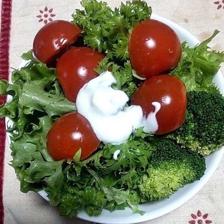 わさび菜とトマトブロッコリー♪ヨーグルトサラダ
